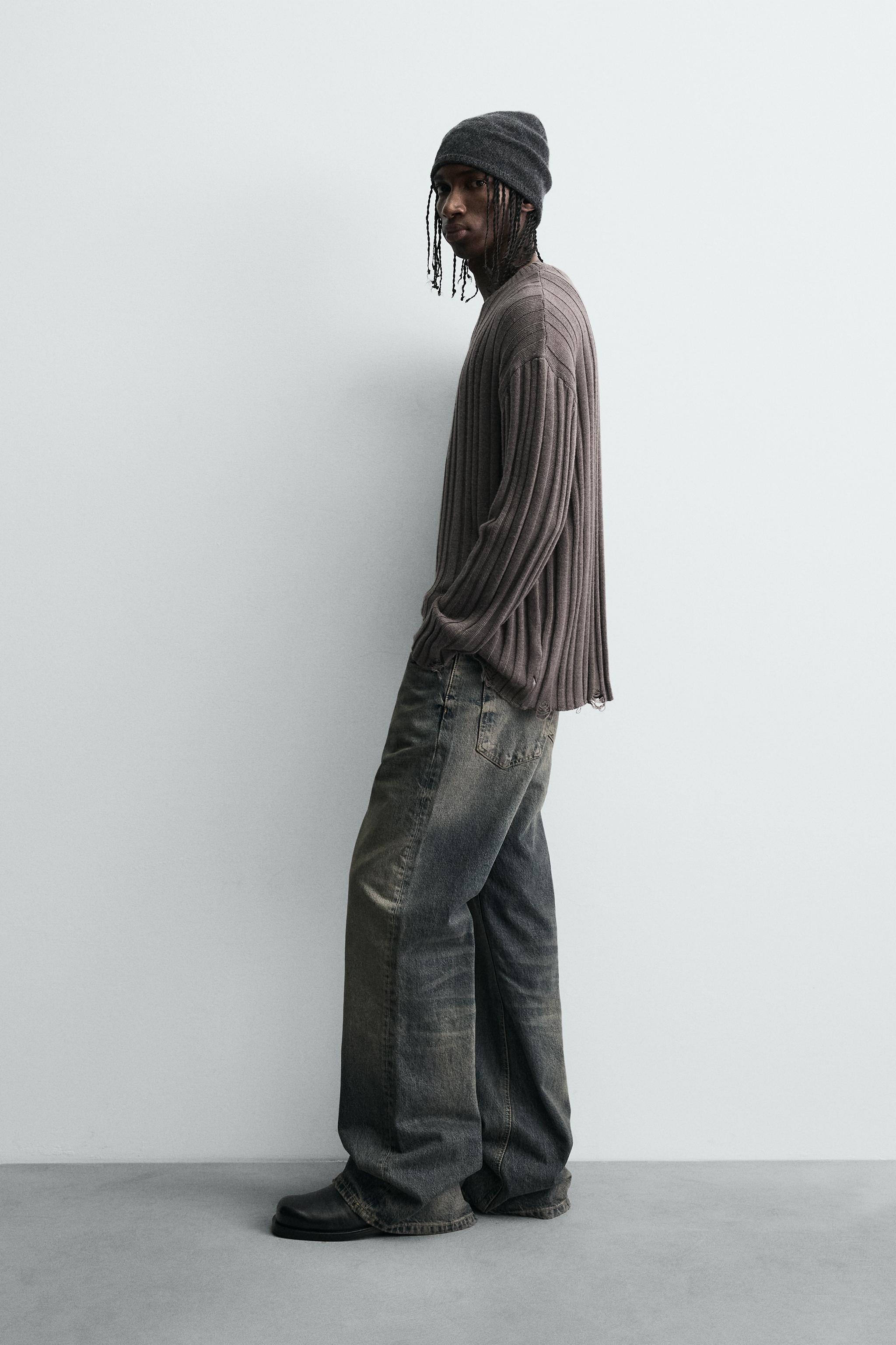 OPEN KNIT RIBBED SWEATER